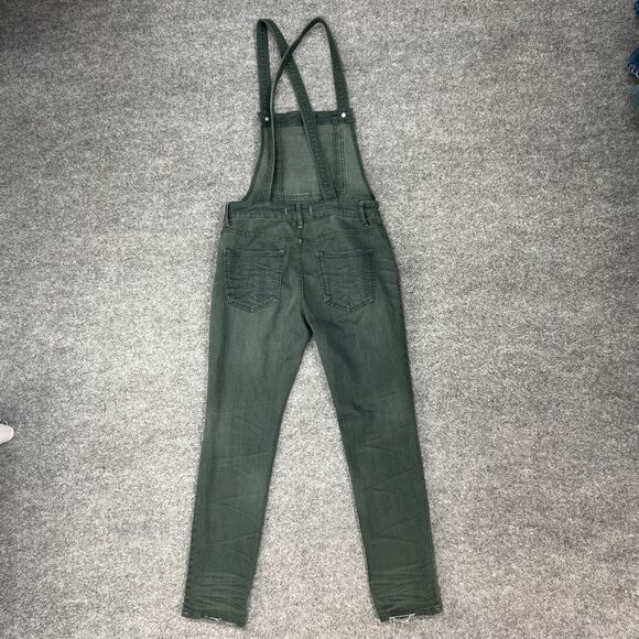 Free People Denim Washed Overalls 26 Slouchy Bib Pocket Criss Cross Jumpsuit - Picture 10 of 13